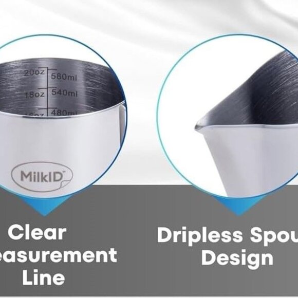 NEW!! MilkID Stainless Steel Froathing Pitcher, 12 oz Only. New with No Box!! - Picture 3 of 4